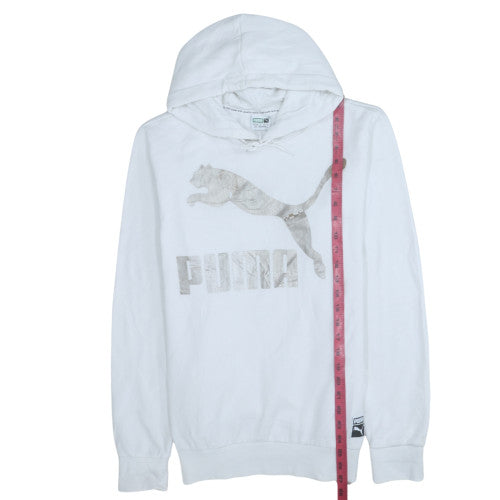 Womens UK Size L PUMA White Pullover Hoodie