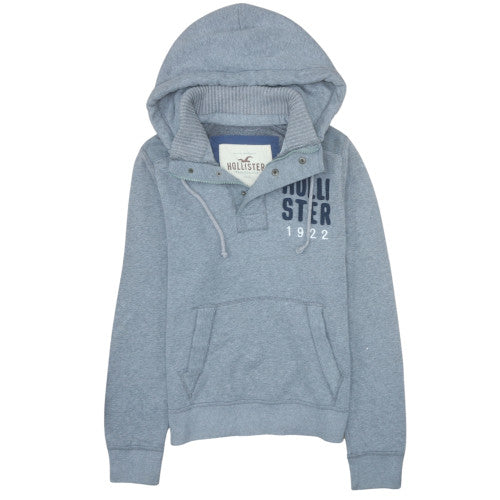 Mens UK Size L Hollister Grey Henley Hoodie