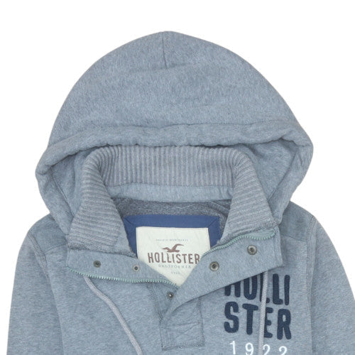 Mens UK Size L Hollister Grey Henley Hoodie