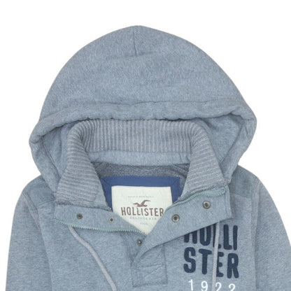 Mens UK Size L Hollister Grey Henley Hoodie