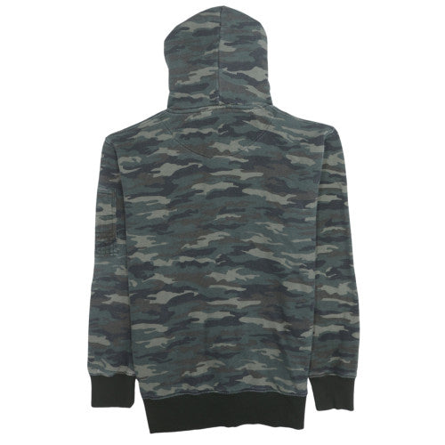 Mens UK Size M Alpha Industries Green Full Zip Hoodie