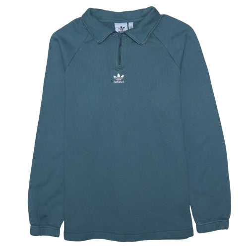 Mens UK Size M adidas Blue Henley Sweatshirt