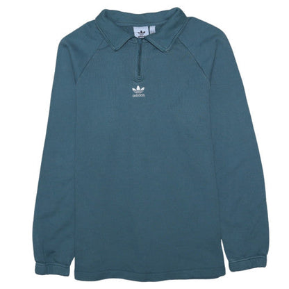 Mens UK Size M adidas Blue Henley Sweatshirt