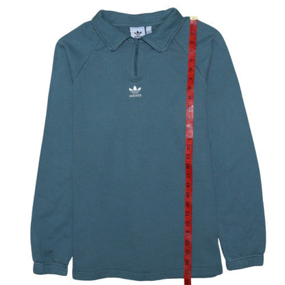 Mens UK Size M adidas Blue Henley Sweatshirt