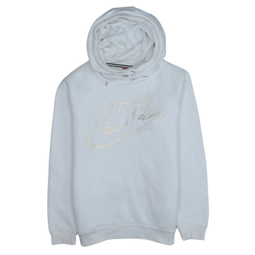 Womens UK Size M Nike White Pullover Hoodie