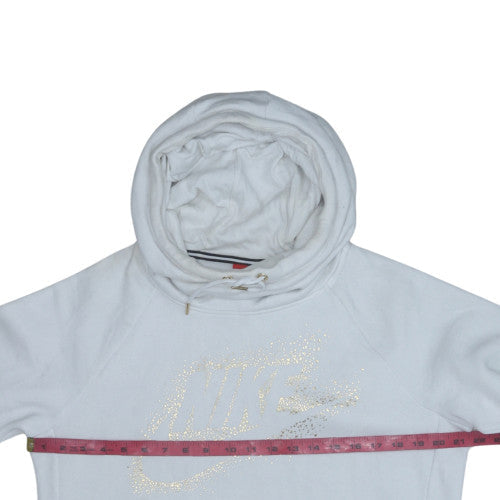 Womens UK Size M Nike White Pullover Hoodie