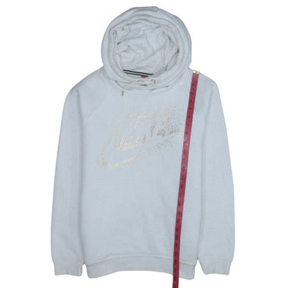 Womens UK Size M Nike White Pullover Hoodie