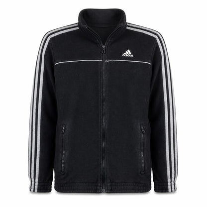 Front view of Adidas Men's Black Small Track Jacket Full Zip Cotton Activewear