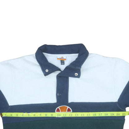 Ellesse Men's Blue Colourblock Collared Henley Sweatshirt M