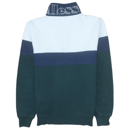 Ellesse Men's Blue Colourblock Collared Henley Sweatshirt M