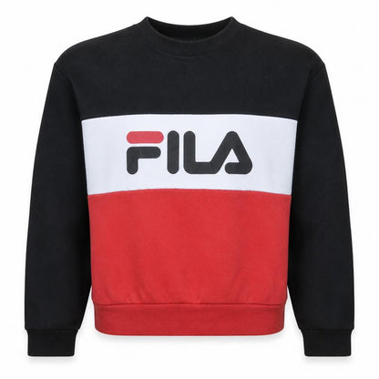 Fila Womens Black Red Colourblock Pullover Sweatshirt Size S