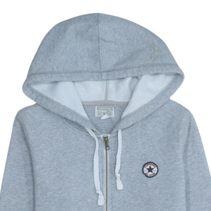 Womens UK Size L Converse Grey Full Zip Hoodie