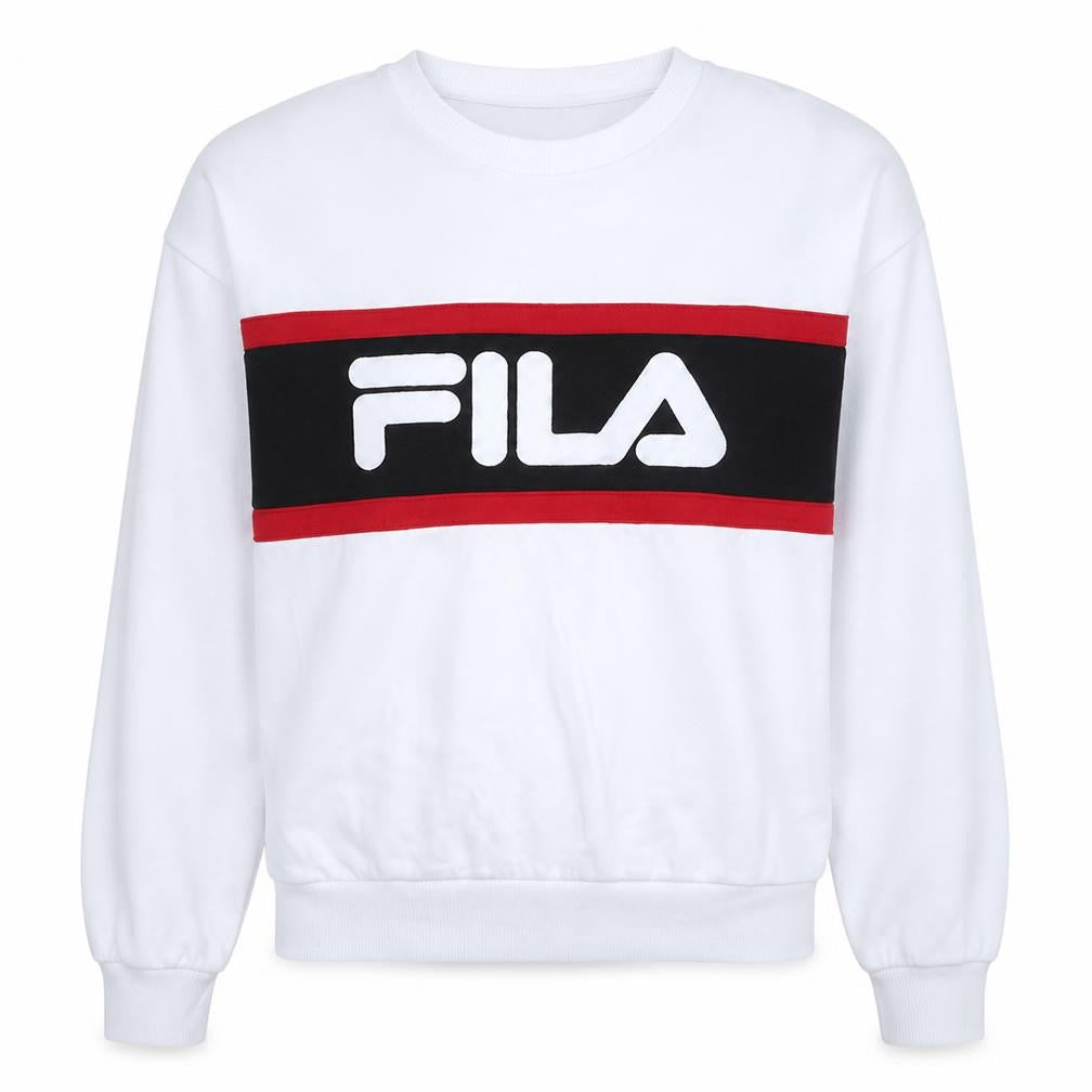 Fila Womens White Crew Neck Pullover Sweatshirt Size M