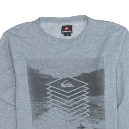 Mens UK Size M Quiksilver Grey Pullover Sweatshirt