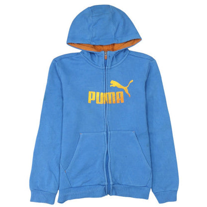 Puma Boys Blue Full Zip Hoodie 13-14 Years Cotton Blend Casual