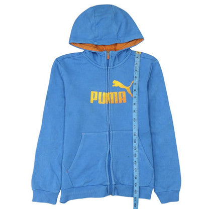 Puma Boys Blue Full Zip Hoodie 13-14 Years Cotton Blend Casual