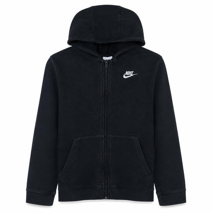 Front view of Nike boys’ black full zip fleece hoodie 13-14 years regular fit