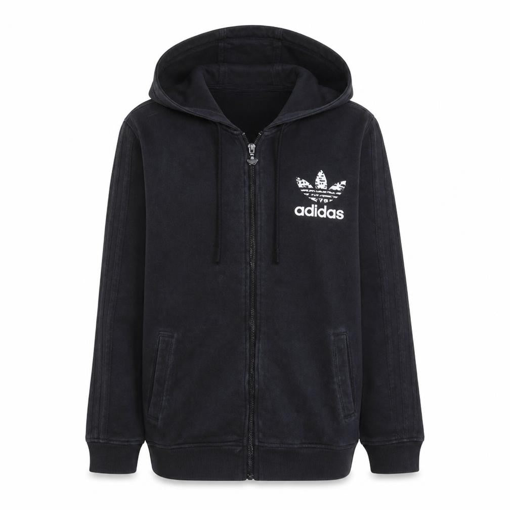Front view of Adidas women’s black full zip hoodie uk 14 hooded sweatshirt
