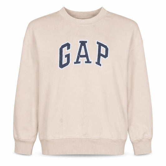 Gap Womens Beige Crew Neck Logo Sweatshirt Size M