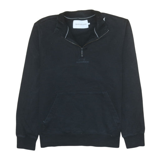 Mens UK Size M Calvin Klein Jeans Black 1/2 Zip Sweatshirt