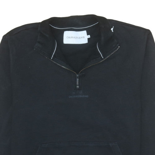 Mens UK Size M Calvin Klein Jeans Black 1/2 Zip Sweatshirt