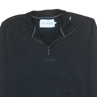 Mens UK Size M Calvin Klein Jeans Black 1/2 Zip Sweatshirt