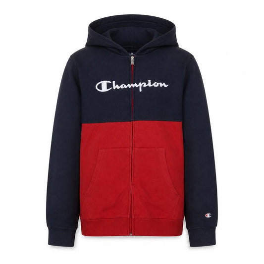 Front view of Champion boys’ multicoloured full zip hoodie 2xl fleece logo sweatshirt