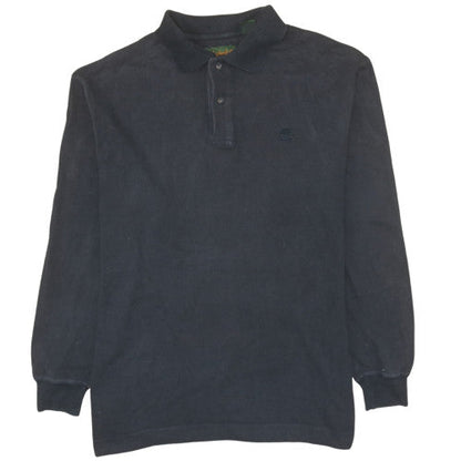 Timberland Men's Black Long Sleeve Cotton Button-Up Polo Shirt Size M