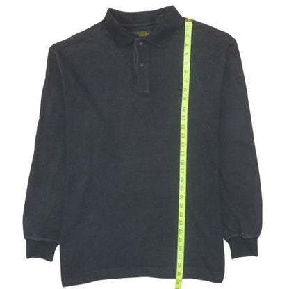 Timberland Men's Black Long Sleeve Cotton Button-Up Polo Shirt Size M