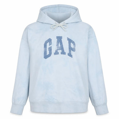 Gap Women Light Blue Hoodie Large Tie-Dye Pullover Cotton Blend