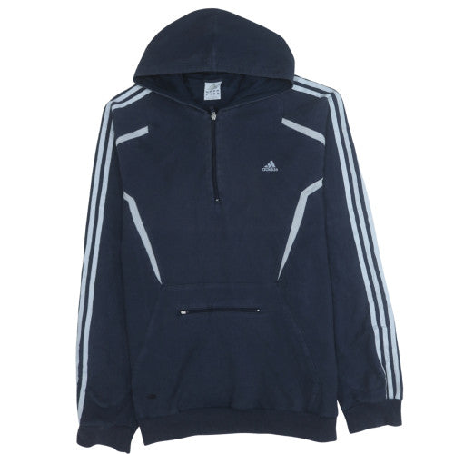 Mens UK Size 2XL adidas Blue 1/2 Zip Hoodie