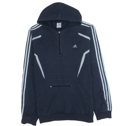 Mens UK Size 2XL adidas Blue 1/2 Zip Hoodie