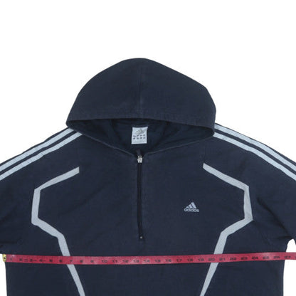 Mens UK Size 2XL adidas Blue 1/2 Zip Hoodie