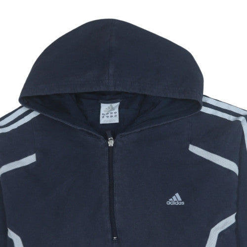 Mens UK Size 2XL adidas Blue 1/2 Zip Hoodie