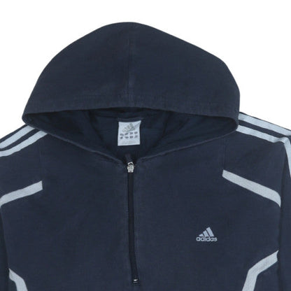 Mens UK Size 2XL adidas Blue 1/2 Zip Hoodie