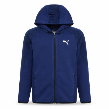 Front view of Puma boys’ blue full zip hoodie 13-14 years sports hooded sweatshirt