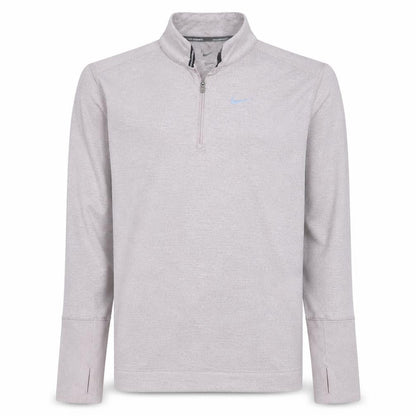 Front view of Nike boys’ beige dri-fit 1/4 zip lightweight running sweatshirt s