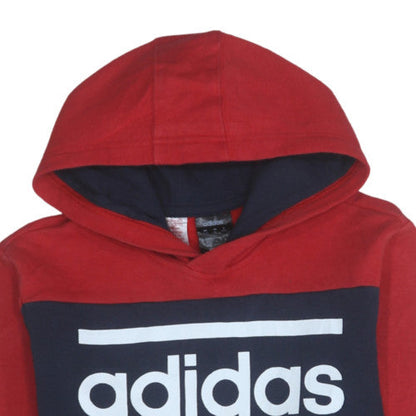 Adidas Boys Red and Blue Pullover Hoodie 15-16 Years Regular Fit