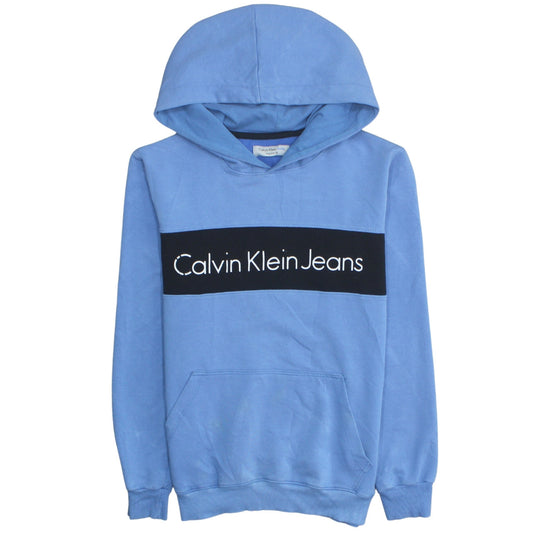 Mens UK Size M Calvin Klein Jeans Blue Pullover Hoodie