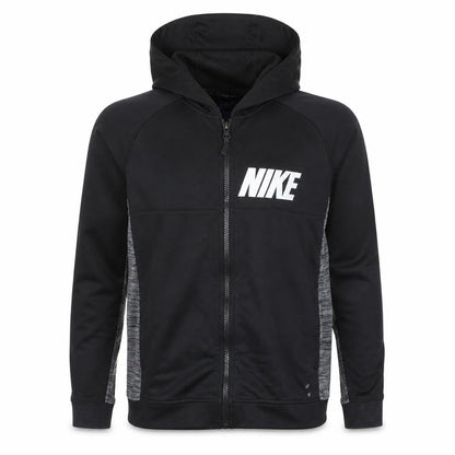 Front view of Nike boys’ black full zip hoodie 13-15 years sportswear sweatshirt