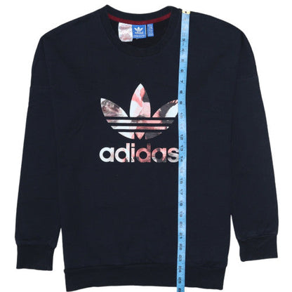 Adidas Girls Black Floral Logo Crew Neck Sweatshirt XL 14-15 Years