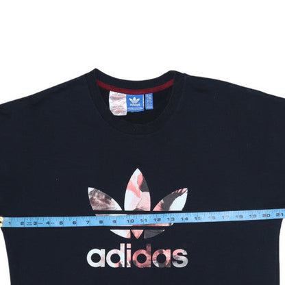 Adidas Girls Black Floral Logo Crew Neck Sweatshirt XL 14-15 Years