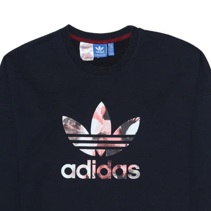 Adidas Girls Black Floral Logo Crew Neck Sweatshirt XL 14-15 Years