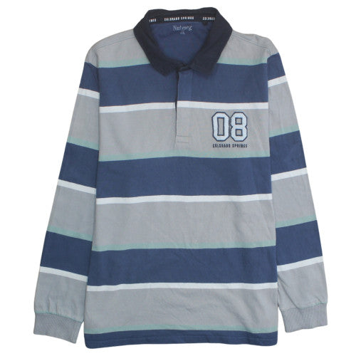 Nutmeg Men’s Blue Striped Collared Pullover Sweatshirt 2XL