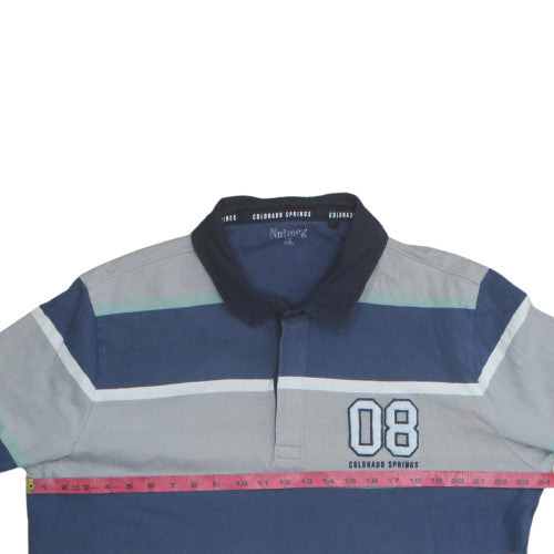 Nutmeg Men’s Blue Striped Collared Pullover Sweatshirt 2XL