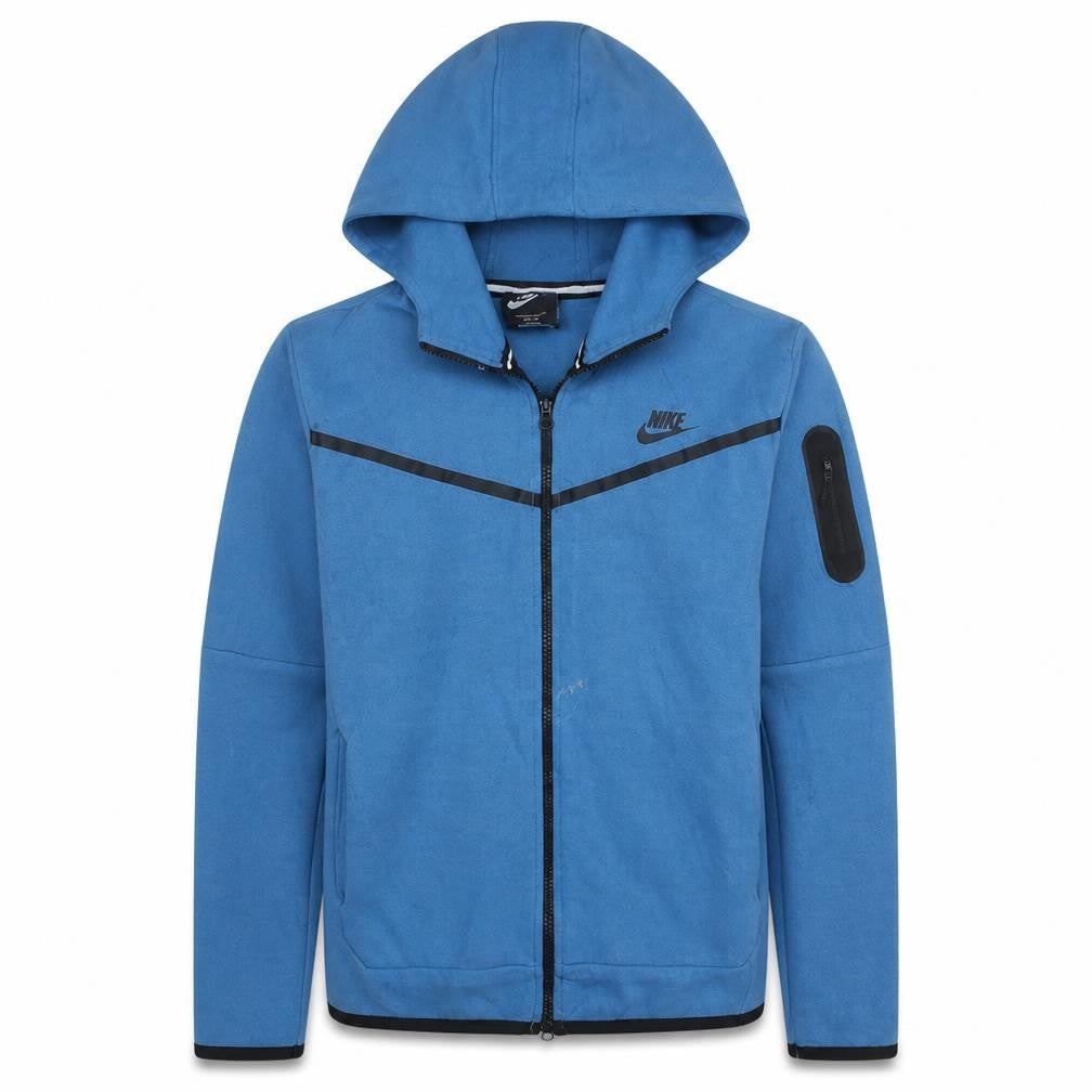 Front view of Nike boys’ blue full zip hoodie, size 10-11, years regular fit