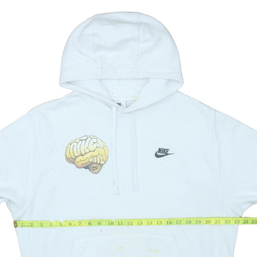 Mens UK Size L Nike White Pullover Hoodie