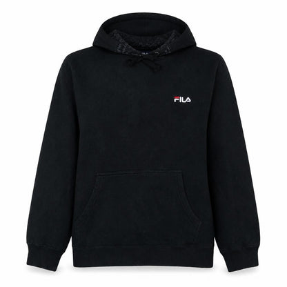 Fila Womens Black Pullover Hoodie L Cotton Blend Logo Sweatshirt