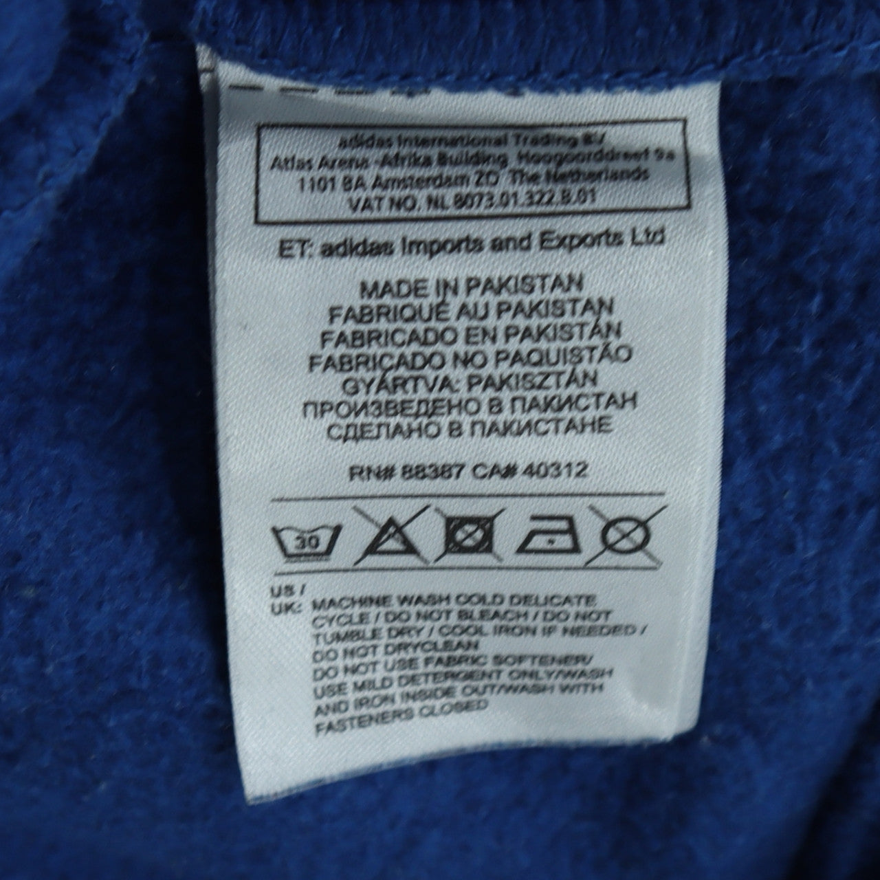 Mens UK Size S adidas Blue Pullover Sweatshirt