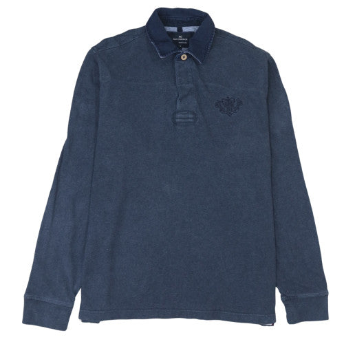 Mens UK Size M Marks and Spencer Blue Henley Sweatshirt